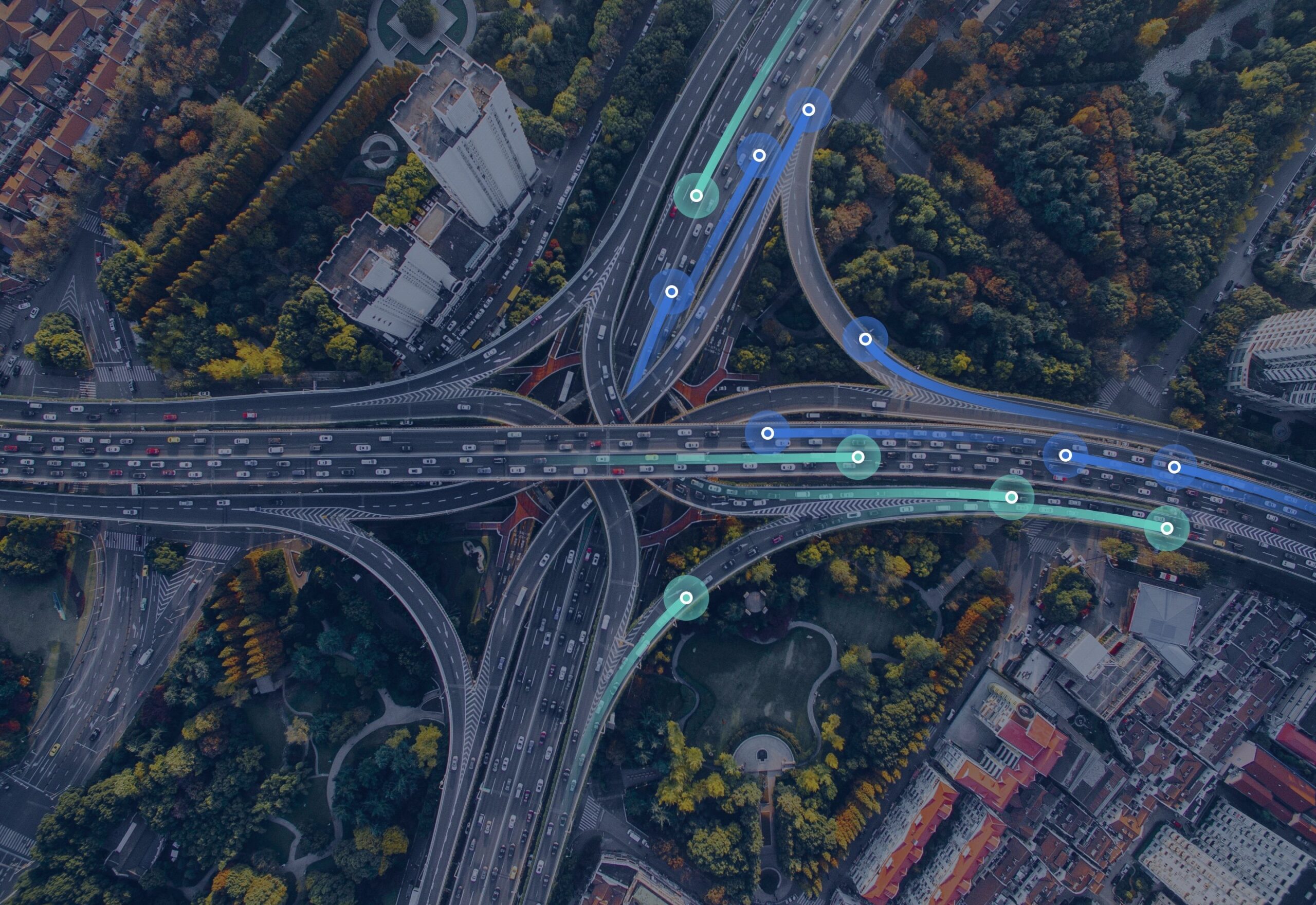 Skyview of highway intersection